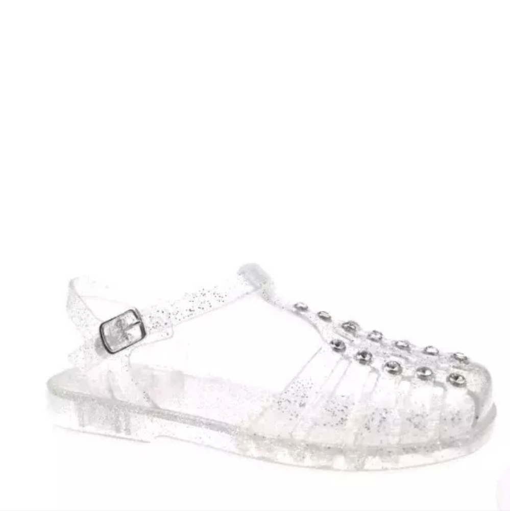 Wonder Nation Girl's clear Jelly Sandals/Shoes Size 4 BRAND NEW With Rhinestones
